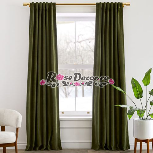 Draperie Catifea Uni Verde-Kaki